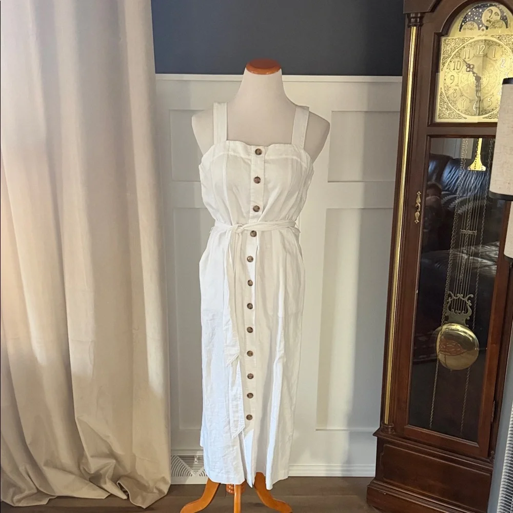 LOFT White Button-Down Midi Dress - Picture 1 of 5